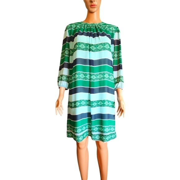 Eva Mendes NY & Co Green Striped Dress - Picture 1 of 8